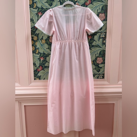 Vintage Pink cotton blend empire waist maxi dress / cottage core nightgown - Picture 2 of 4